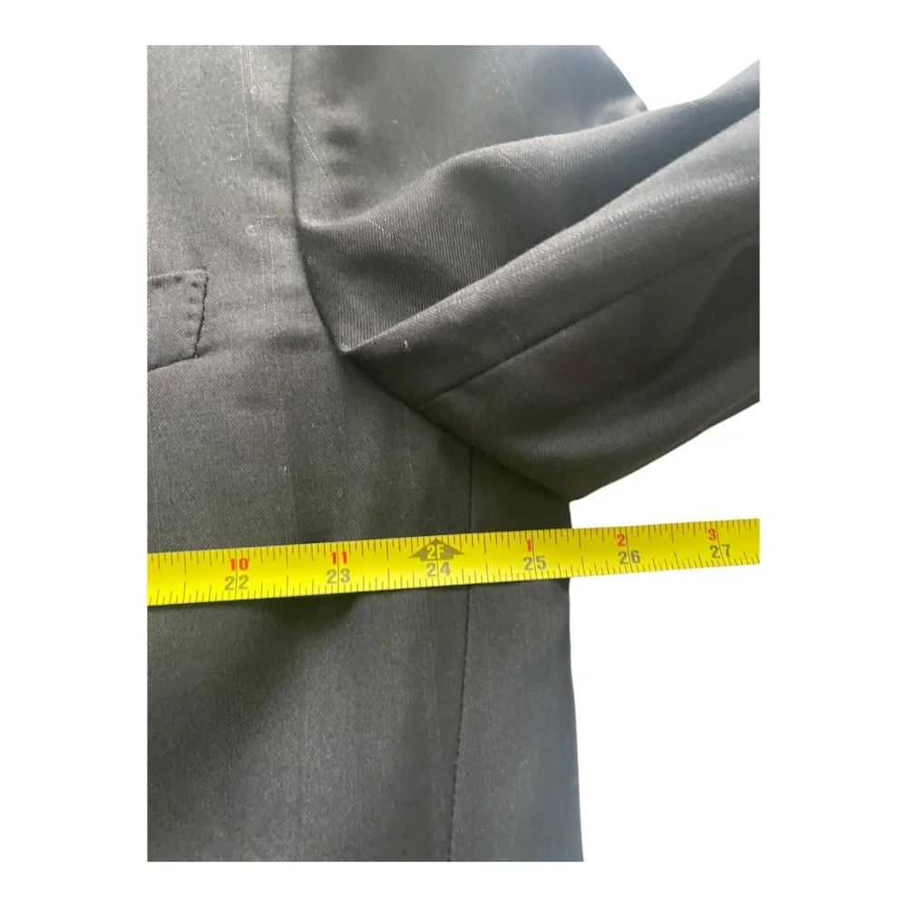 Size XXL David G. Cotugno Mens 2 Button Silk Wool Blazer Jacket Black Stripes